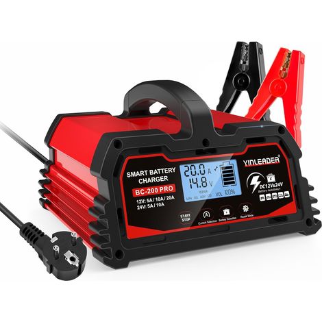 Chargeur de Batterie de Voiture Intelligent 20A 12V/24V 10A, Chargeur de Voiture LCD, mainteneur de Batterie pour AGM, Moto, Tondeuse à Gazon (1/5)
