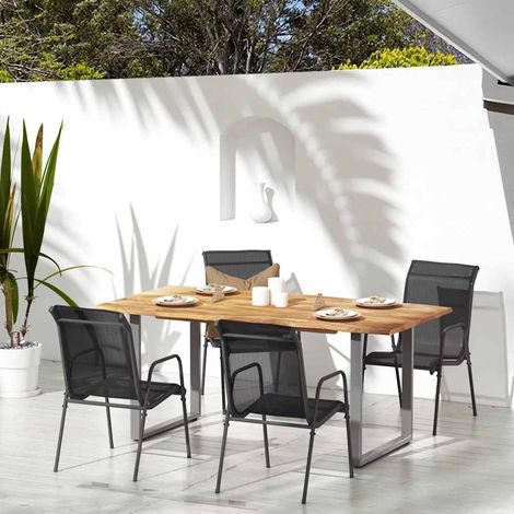 vidaXL Chaises de jardin 4 pcs Acier et textilène Noir (1/5)