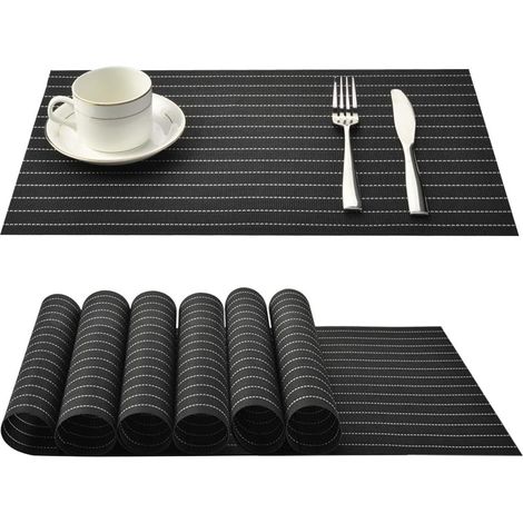 6-teiliges Set rutschfester PVC-Tischsets, waschbar (45 x 30 cm), Tischsets für Küche, Wohnzimmer, Garten oder Esszimmer (Café) (1/5)