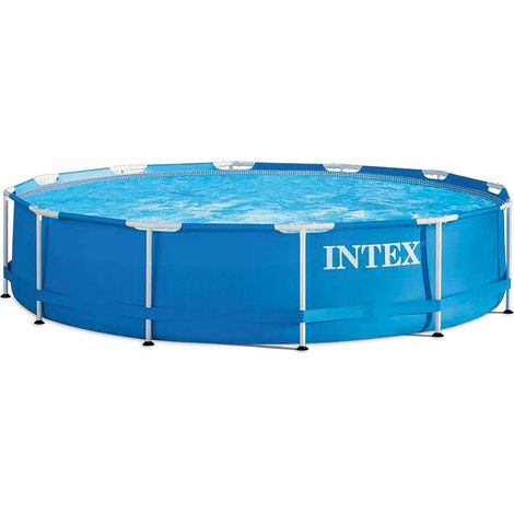 Intex 28210NP – Piscina Fuori Terra Metal Frame Rotonda, 6503 L, Acciaio e PVC, Blu, 366x76 cm (1/4)