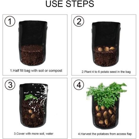 Sac de plantation - - D35 50CM - 10 gallons - Pliable - PE (1/4)