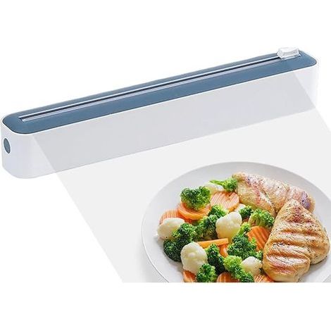 Film Dispenser, Plastic Film Cutting Box, Aluminum Foil and Cling Film Storage, Plastic Film Dispenser with Cutter, Cling Film Dispenser for Kitchen (Blue) (1/4)
