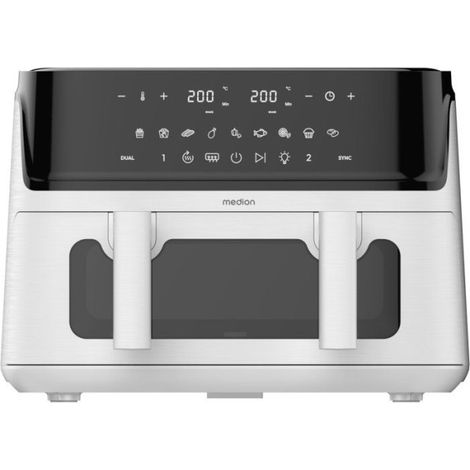 Air Fryer - MEDION - P25 XXL Flex M - Grande capacité 10,8 L - Séparateur - 3040 W - Finition Blanc Mat - 43 x 38,8 x 31,5 cm (1/5)