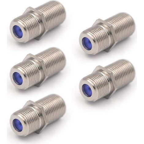 Connecteur pour câble coaxial 3 GHz, rallonge pour câble coaxial RG6, adaptateur nickelé de type F (femelle-femelle), compatible avec les câbles TV, lot de 5 (1/5)