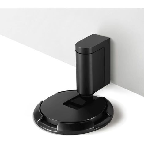 Butée de porte intérieure robuste avec adhésif puissant et vis, réglable en hauteur, idéale pour salon, chambre, salle de bain, cuisine, noir, 1 pièce (1/4)
