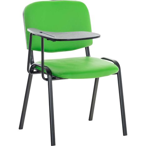Sedia visitatore con tavolino pieghevole, scrivania in sintetico verde, supporto in metallo nero BUR10654