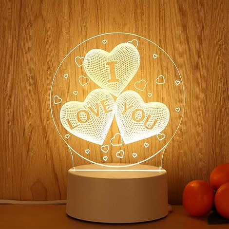 Acrylic LED Night Light, 3D Love Heart Illusion Lamp, Romantic 3D LED Lamp, Heart Shape Lamp, 3 Colours, Mother's Day Gift, Valentine's Day, Christmas Gifts (1/5)