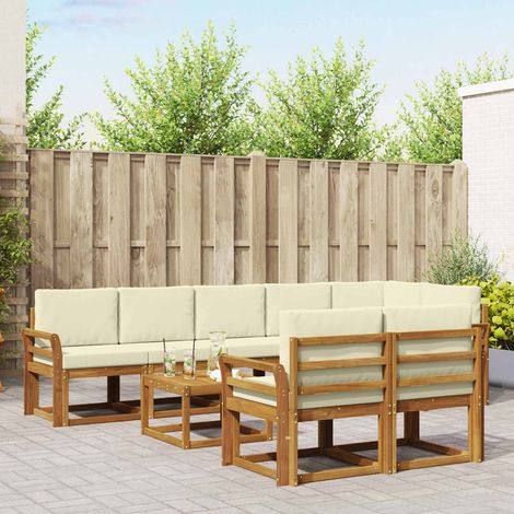 vidaXL Outdoor-Sofagarnitur mit Kissen 9 pcs Natur und Creme (1/5)