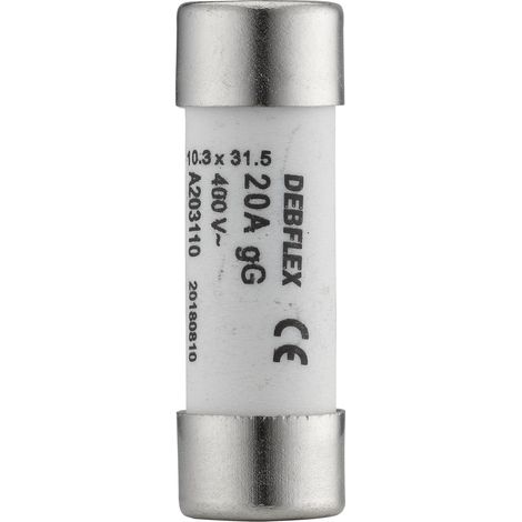 DEBFLEX - FUSIBLE AVEC VOYANT 10,3X31,5 20A 400V SACHET DE 3 - 715346 (1/3)
