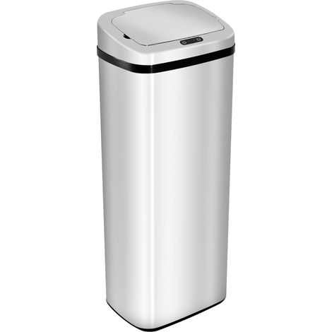 Cubo de basura automático con sensor de acero inoxidable plateado 50 L HOMVRA (1/5)