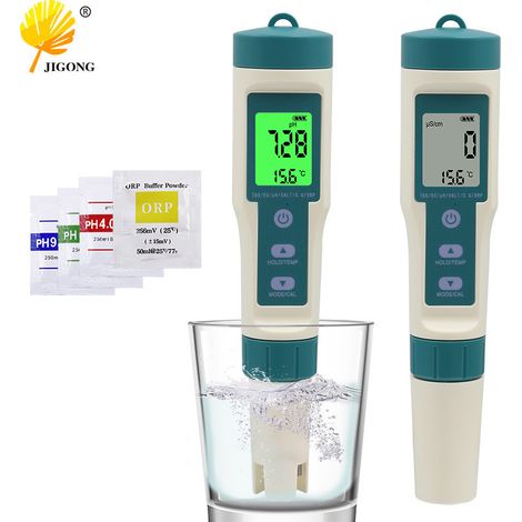 Testeur de pH pour la qualité de l'eau, testeur d'hydrogène 8 en 1, salinomètre pour eau de mer (TDS), testeur d'acidité et d'alcalinité pour l'eau potable