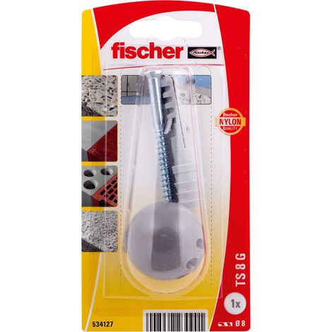 Kit de fixation butée de porte grise - Fischer (1/2)