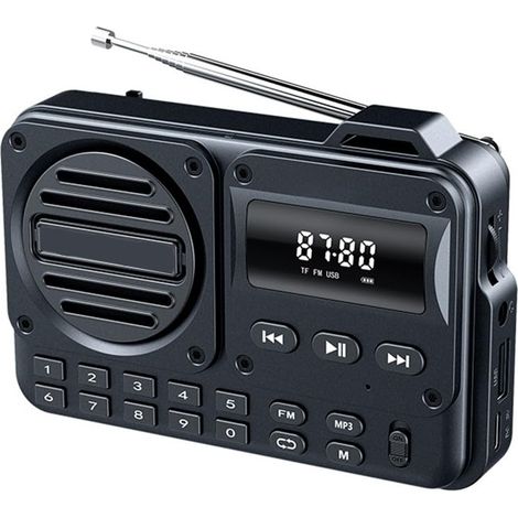 Petite radio portable AM FM rechargeable, radio numérique DAB FM, lecture de batterie 1200 mAh et alimentation secteur (rouge)