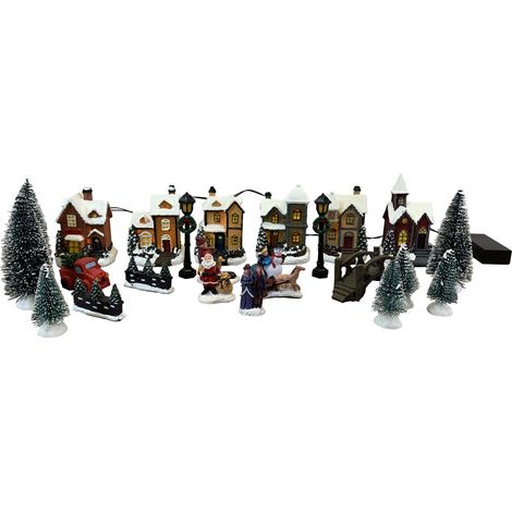 24 Piece Christmas Village Scene For Windowsills Or Mantelpieces