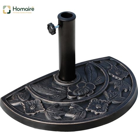 HOMAIRE Sonnenschirmständer halbrund Bronzefarbe Harz Edelstahl stabil Garten Terrasse (1/5)