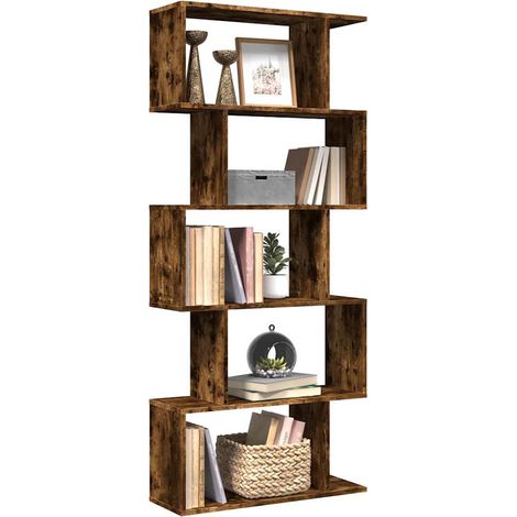 Raumteiler-Bücherregal 5 Etagen Räuchereiche 70x24x161 cm (1/5)