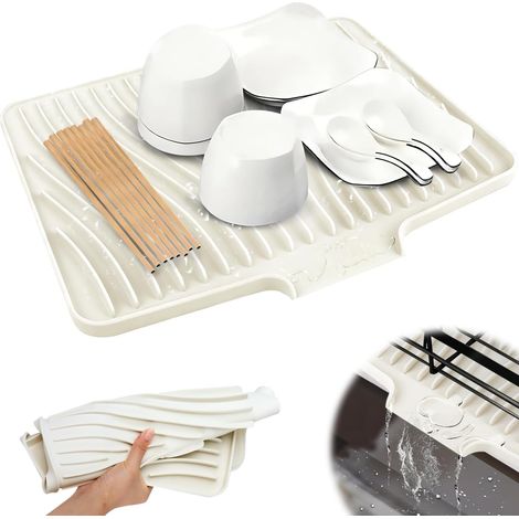 Tapis Egouttoir Vaisselle Silicone De Sechage 50x43cm Résistant à La Chaleur Antidérapant Pour Plan Travail Évier Et Égouttoir (Blanc) Blanc -'Blanc 50x43cm'Blanc 50x43cm'-