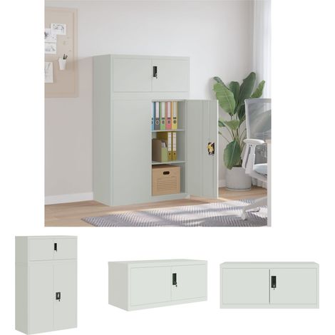 The Living Store Aktenschrank Hellgrau 90x40x145 cm Stahl - Aufbewahrungsschränke & Schließfächer (1/5)