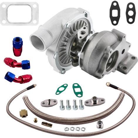 T3 T4 T04E TURBO 0.5 A/R 0.63 T04E W/ OIL INLET OILET FEED RETURN LINE UNIVERSAL (1/5)
