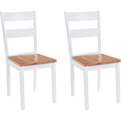 Esszimmerstühle 2 Stk. Weiß Massivholz Gummibaum