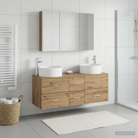 vidaXL Bathroom Furniture Set 4 pcs Artisan Oak (1/5)