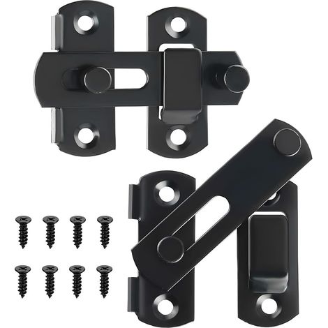2 Pièces Bloque Porte Verrou À Bascule En Acier Inoxydable, Anti-Effraction, Pour Porte, Fenêtre, Noir (1/5)