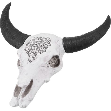 Tête de taureau en résine, décoration murale, sculpture animale à longues cornes, ornement mural pour maison (1/5)