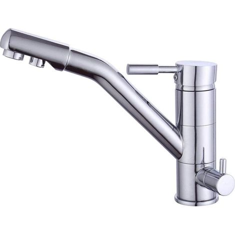 Raccord de cuisine évier robinet d'eau potable raccord pour filtre à eau robinet cuisine robinet levier 3 en 1 mitigeur système de filtre d'évier robinet d'évier grue à eau robinet d'évier 3 voies (1/5)