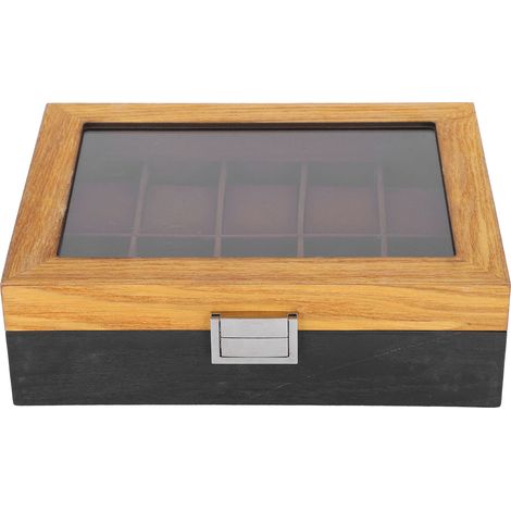 Boîte à montres en bois massif, vitrine à 10 emplacements, organisateur vintage simple et classique (1/5)