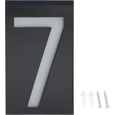LED-Solar-beleuchtetes Hausnummernschild für den Außenbereich (Nummer 7)