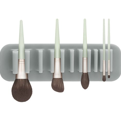 Séchoir à pinceaux de maquillage (1 pièce), organisateur d'accessoires de maquillage avec ventouse - fixation murale, 20,7 cm de long x 7 cm de large (1/3)
