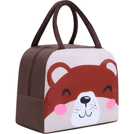 Nouveau modèle, vente directe d'usine, sac à lunch pour enfants Yiwu transfrontalier, boîte à lunch à motif dessin animé, sac isotherme, ours brun. (1/5)