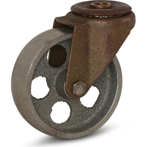 Roulette pivotante - MESO - Vintage rétro fonte - 100mm - Trou central - 90kg