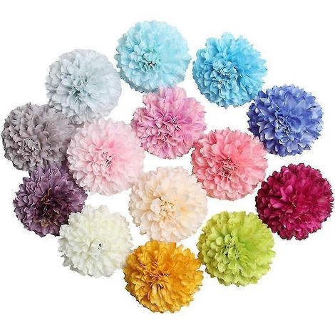 Lot de 10 têtes de chrysanthèmes artificiels en soie, décoration de mariage et de fête à faire soi-même-10 colors (1/5)