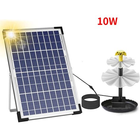 Pompe à eau solaire à triple split (10 W) à entraînement direct pour fontaine, idéale pour la décoration extérieure de jardin et de cour, ainsi que pour les fontaines solaires avec bain d'oiseaux. (1/5)
