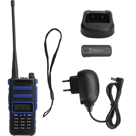 Talkie-Walkie Extérieur Portable Double Bande avec Affichage LCD et Chargeur EU 100‑240V Bleu (1/5)