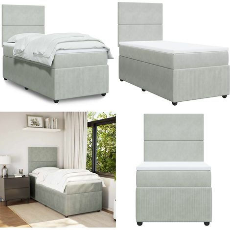 Boxspringbett mit Matratze Hellgrau 80x200 cm Samt - Boxspringbett - Samtbett - Doppelbett - Bettgestell - Matratze - Home & Living (1/5)