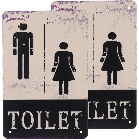 Panneaux de signalisation pour toilettes (lot de 2) - Panneaux de porte de toilettes en métal multicolore à usage public (1/5)