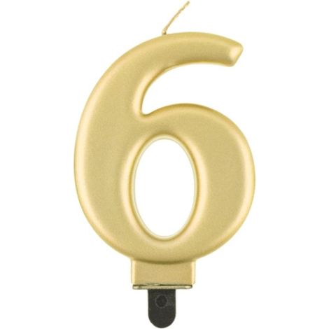 Candela Beauty&Charm numero 6, oro metallizzato, 8 cm