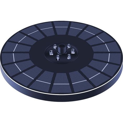 Fontaine Solaire, buse 3 en 1, Pompe de Fontaine Solaire 6W, Fontaine de Bain d'oiseaux Solaire, Convient pour Bain d'oiseaux, étang, Piscine, Aquarium, Aquarium et Jardin, 9 LED, Noir (1/5)