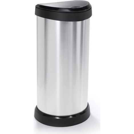 Cubo KETER 40l iml metalizado cierre touch plata 177729