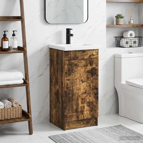 vidaXL Mobile da bagno con lavabo Rovere Fumo 42 x 40 x 84,5 cm