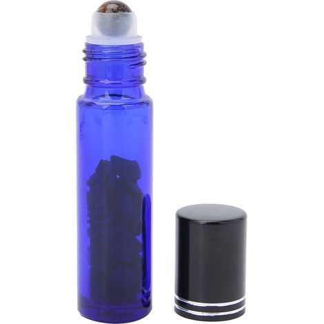 Flacon rouleau en verre bleu professionnel 10 ml, flacon roll-on portable et simple, bille en oeil de tigre jaune, format voyage (1/5)