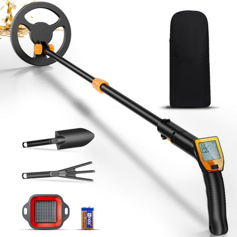 Detecteur Metaux Enfant, Léger Détecteur de Métaux avec Tige Réglable de 66 à 83CM, écran LCD et Disque de Recherche étanche, Détecteurs Métaux pour Enfants avec Pelle Râteau Tamis Sac(Orange) (1/5)
