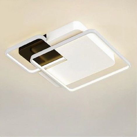 TrAdE Shop Traesio - Plafoniera Led 35w 3 Quadrati Bianco Nero Lampadario Soffitto Luce Naturale 70814 - (1/4)