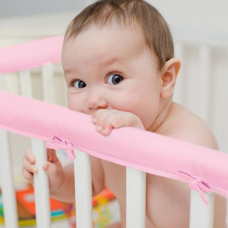 3-piece padded crib bumper set for baby beds, crib bumper protector, protective cover for baby beds, teething guard, bumper and teething protection for children (1/5)