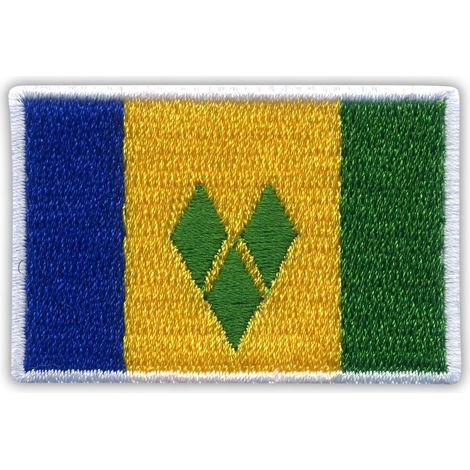 Flaggenaufnäher von St. Vincent und den Grenadinen – 5 cm – Selbstklebende Rückseite – Gestickter Aufnäher/Abzeichen/Emblem