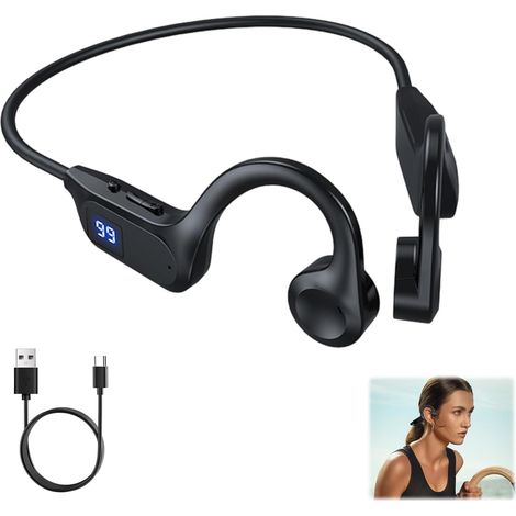 Casque Conduction Osseuse Ecouteurs Bluetooth Sans Fil avec Technologie V5.2 HiFi Stéréo Micro HD et Design Étanche IP65 Autonomie 15 Heures Casque de Sport étanche pour Écouteurs Sport Course Vélo (1/5)