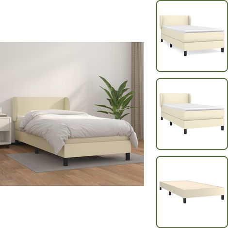 Boxspringbett mit Matratze Creme 100x200 cm Kunstleder - Boxspringbett - Betten - Doppelbett - Cremefarbenes Bett - Kunstlederbett (1/5)
