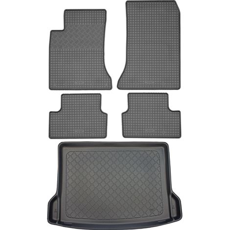 Ensemble de tapis de sol en caoutchouc pour Mercedes GLA X 156 SUV (5 portes) de mars 2014 à novembre 2019 : tapis de sol de voiture et tapis de coffre. (1/5)